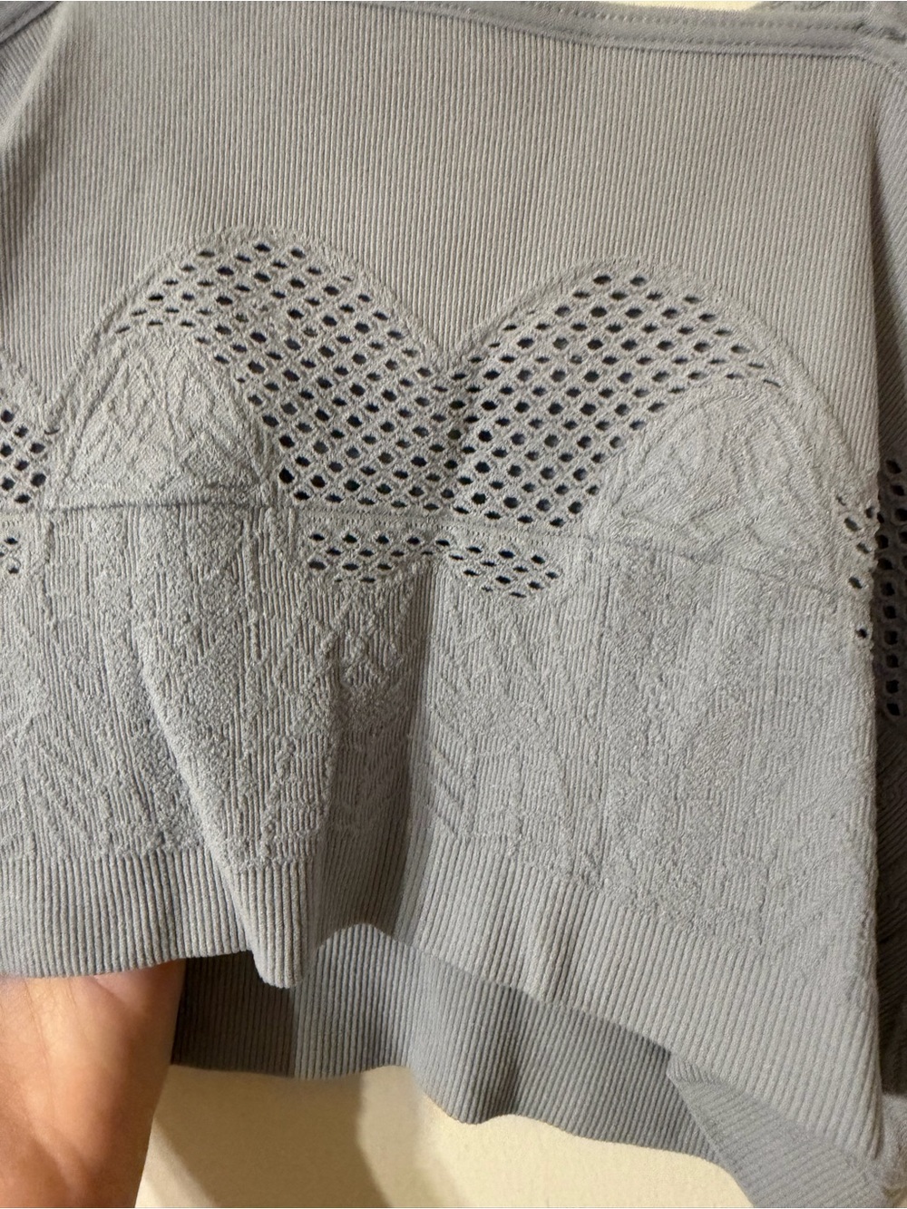 Seamless Perforated Crop Cami in Light Blue - Picture 3 of 4